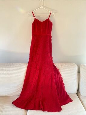 Red Lace Prom Dress, EUC, Lulu’s, XS